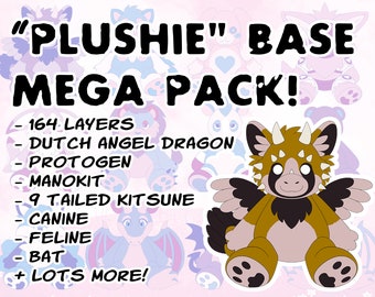 Plushie Furry Lineart Base MEGA PACK for YCHs and Adoptables [.psd file]