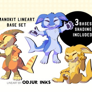Chibi Manokit Furry Lineart Base SET OF 3 [Shading Included!]