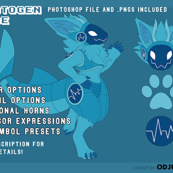 Protogen furry Reference Sheet / Adoptable Base Kit