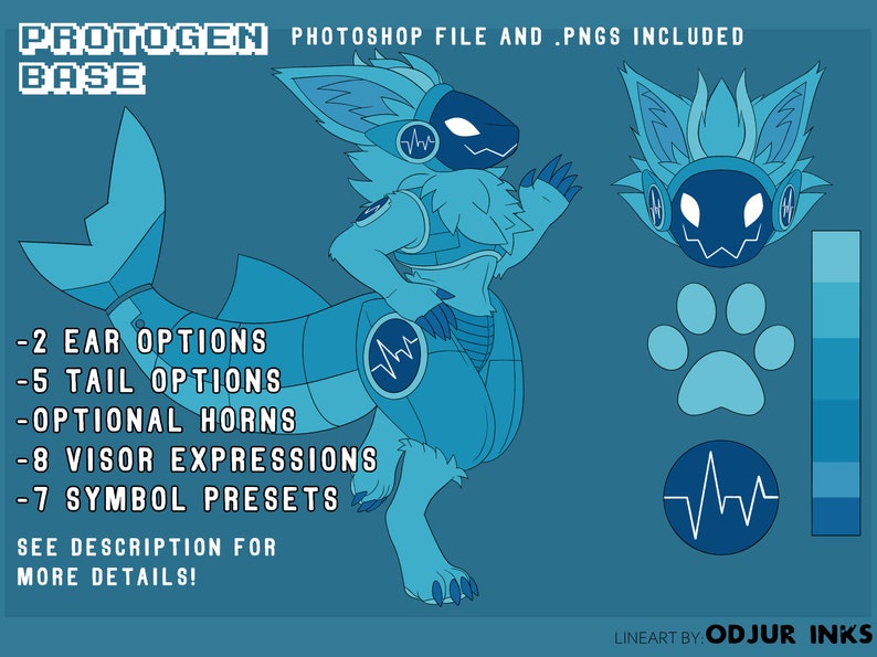 Protogen furry Reference Sheet / Adoptable Base Kit 