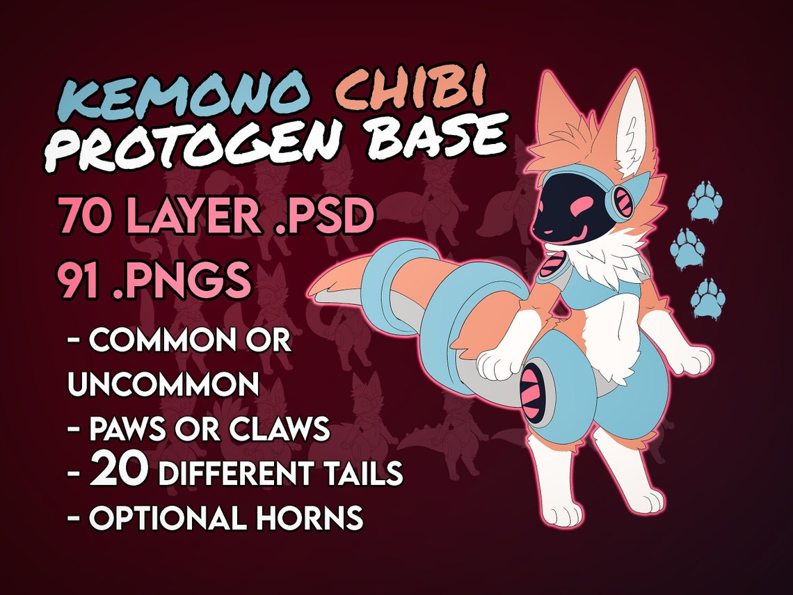 Kemono Chibi Protogen Lineart Base Kit [.PSD and .PNG Files] - Etsy Canada
