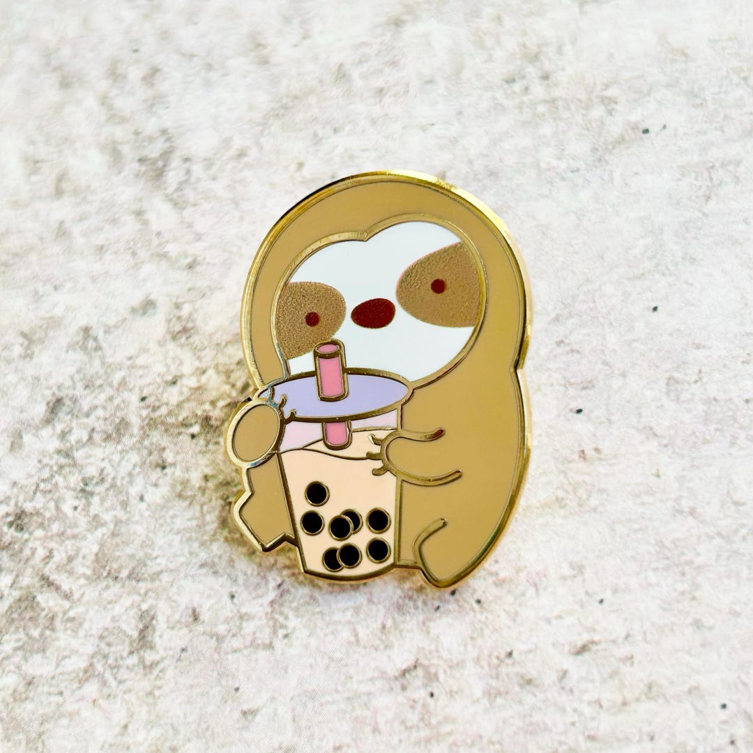 Cute Boba Sloth Enamel Pin | Kawaii Bubble Tea Sloth Pin Gifts | Boba ...