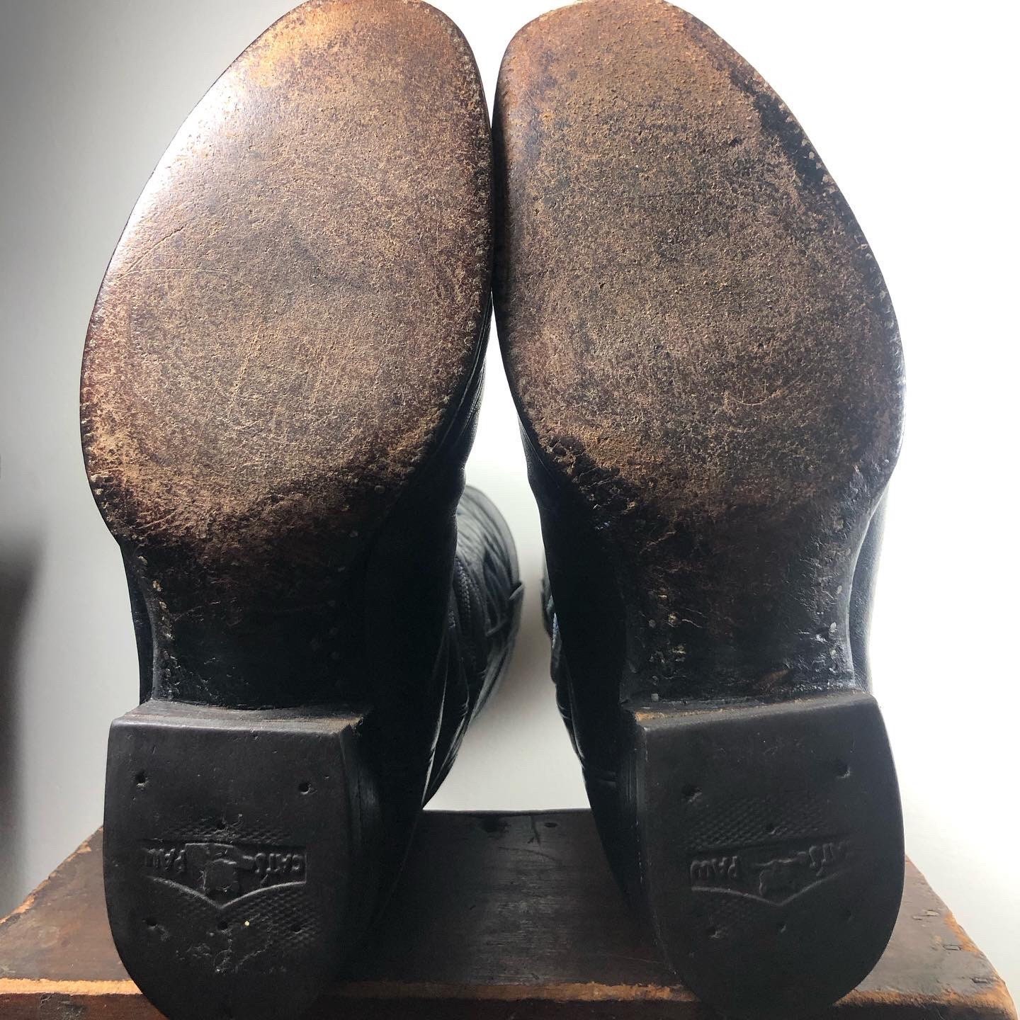 1978 Made in Mexico by Sanders Boot Makers Black Boots With White