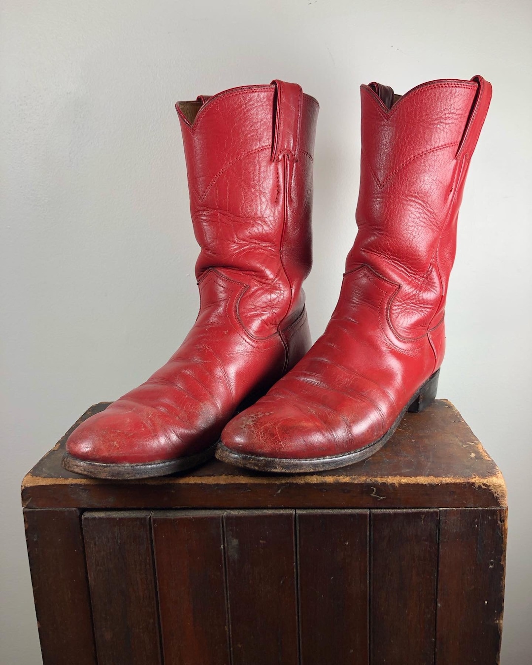 1980s Cherry Red Justin Boots Etsy
