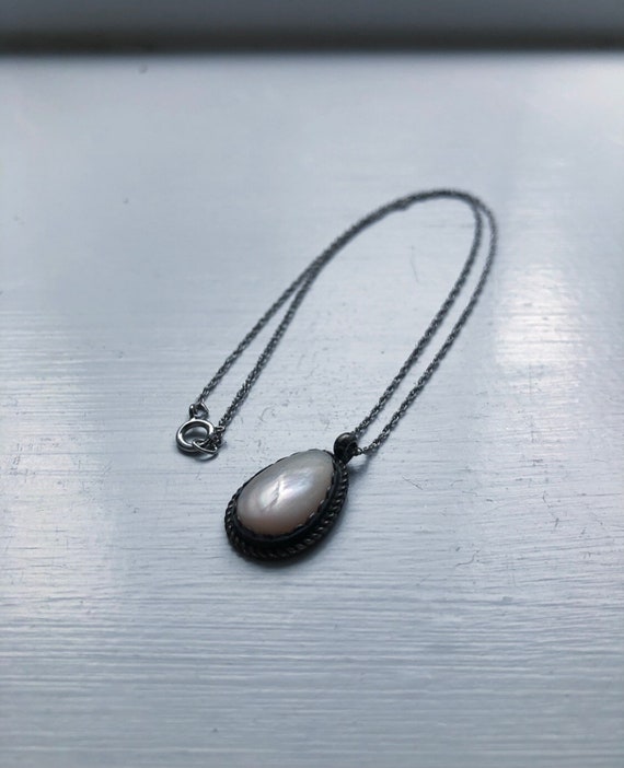 Dainty Mother of Pearl Teardrop Shaped Sterling Si