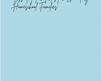 May include: A light blue and lavender printable pack for elementary homeschool families. The text reads "Homeschool Starter Pack" and "Essential Printables for Elementary Homeschool Families". A reading log is also included.