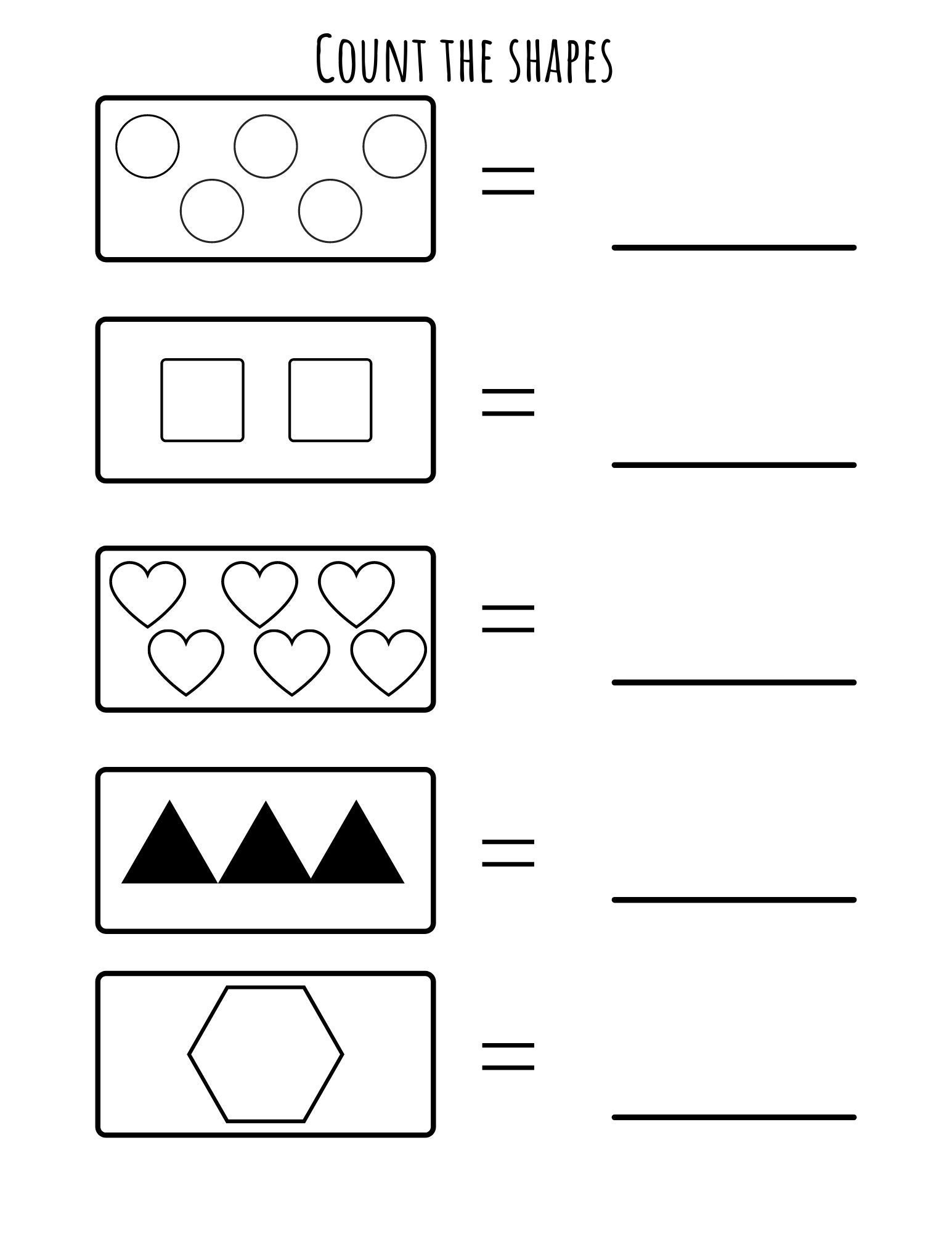 addition worksheets count the shapes worksheets for etsy