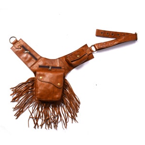 Handmade Leather Belt Pouch: Festival Hip Bag with Adjustable Strap...