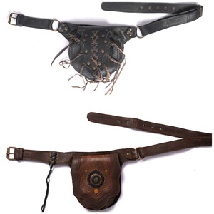 Handmade Leather Belt Pouch Combo: Black & Brown Fanny Pack + Free Gift