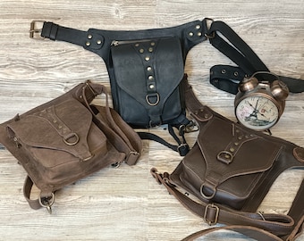 Handgefertigte Ledertasche: Verstellbare Festival Hüfttasche