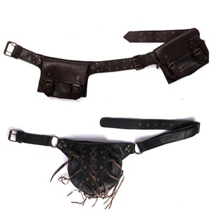 Handmade Leather Belt Pouch Set: Hip Bag, Crossbody, Festival Belt