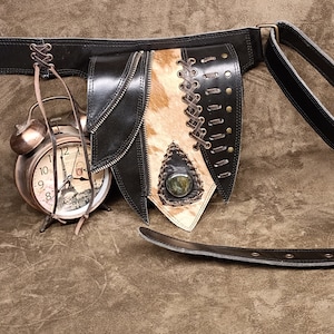 Handmade Leather Belt Pouch: Brown Suede Utility Hip Bag..