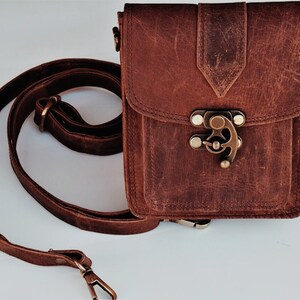Handmade Leather Utility Belt Pouch: Adjustable Travel Bag with Free Gift
