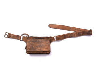Handmade Leather Belt Pouch: Unisex Travel Waist Bag with Free Gift