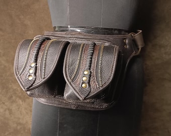 Leather Belt Pouch Hip Bag: Brown Suede Utility Pocket, Festival Travel Belt +Free Gift..