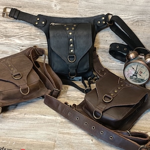 Handmade Leather Belt Pouch: Travel Fanny Pack with Adjustable Strap