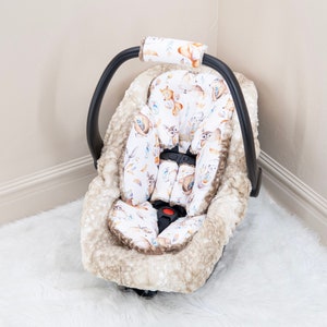 Boho Woodland Baby Car Seat insert Cushions Set: Head and Body Rest - Car Seat Straps Cushions - Baby Car Seat Accessories