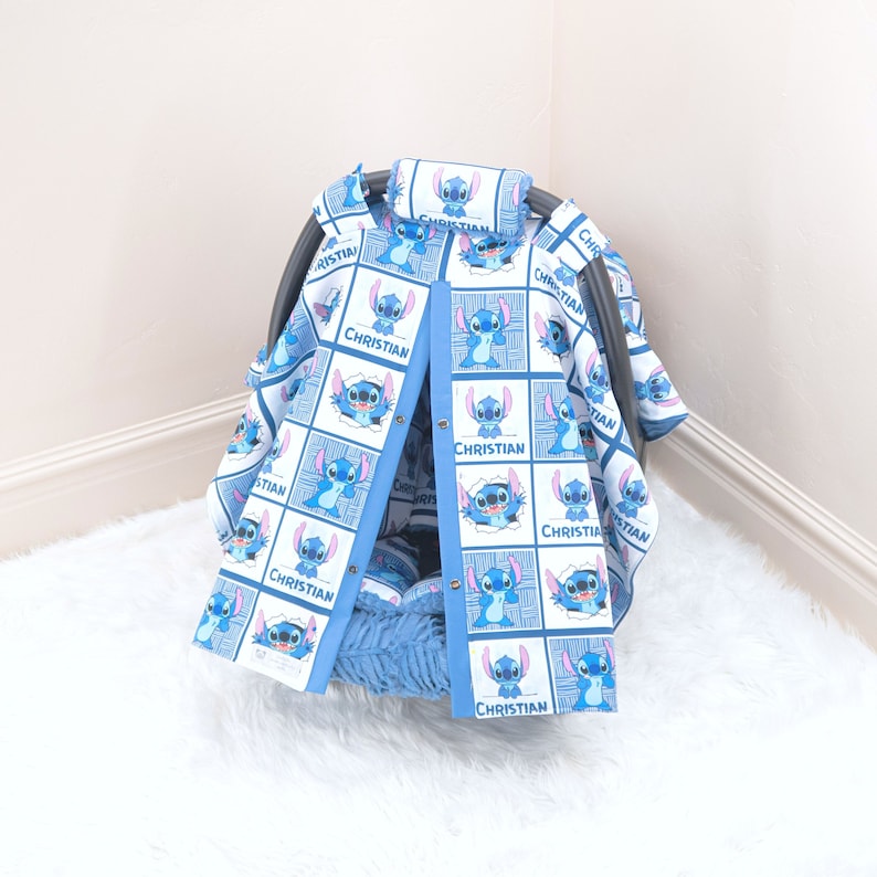 Lilo & Stitch Baby Boy Car Seat Cover Canopy Personalized Etsy
