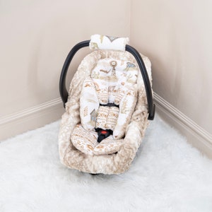 Wild West Coyotes Baby Car Seat insert Cushions Set: Head and Body Rest - Car Seat Straps Cushions - Baby Car Seat Accessories