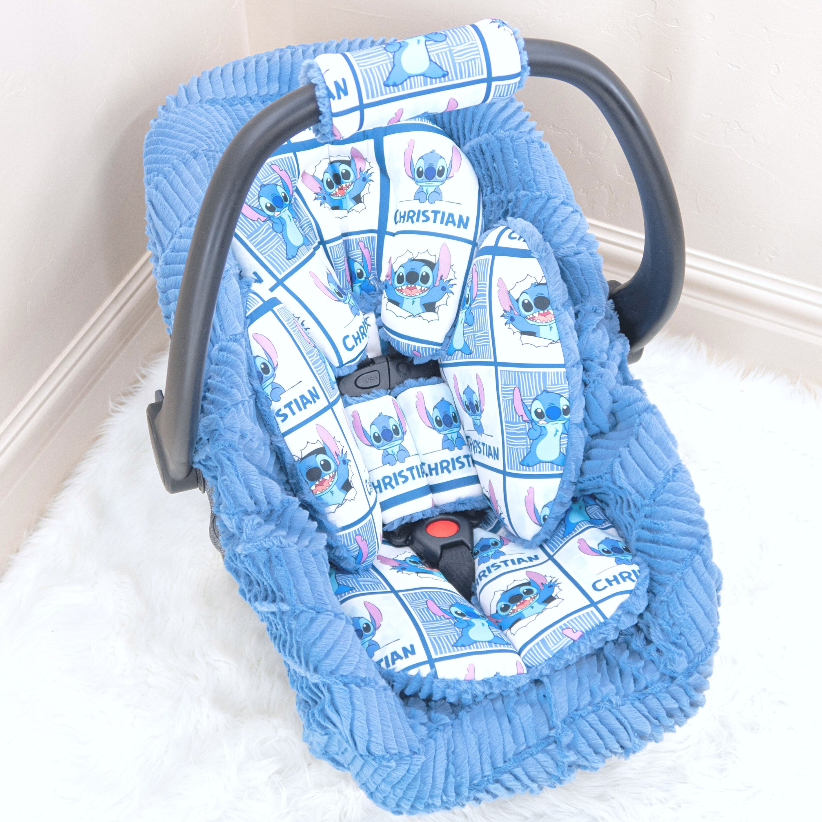Lilo Stitch Baby Boy Car Seat Insert Cushion Accessories Head and Body Rest Straps and Handle Cushions Personalized Printed Name Etsy