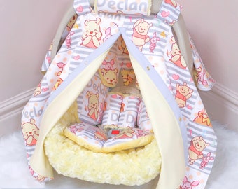 Winnie the Pooh Baby Car Seat Cover Accessories Set: Personalized Baby Car  Seat Canopy, Insert Cushions, & Blanket - FREE SHIPPING - Etsy