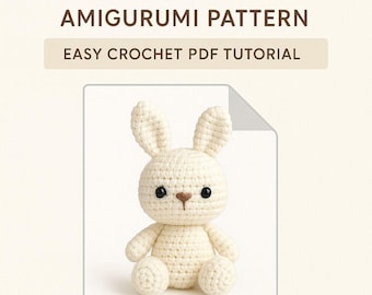 Schema per mini coniglietto amigurumi all'uncinetto, tutorial in PDF, download immediato