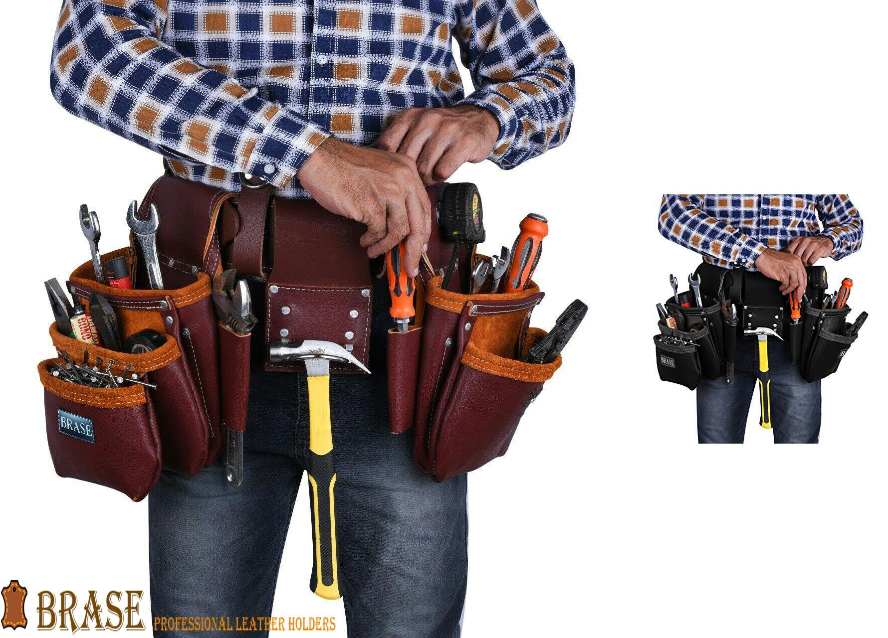 Trutuch Maroon Leather Tool Belt, 17 Pockets, Tool Pouch, Drywall Tool  Belt, Carpenter Tool Bag, Leather Tool Belts for Men, Construction, Framers