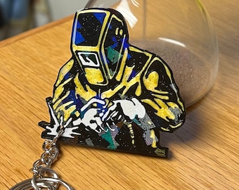 Llavero de soldador MIG impreso en 3D – Dorado con detalles negros – Regalo de soldadura personalizado