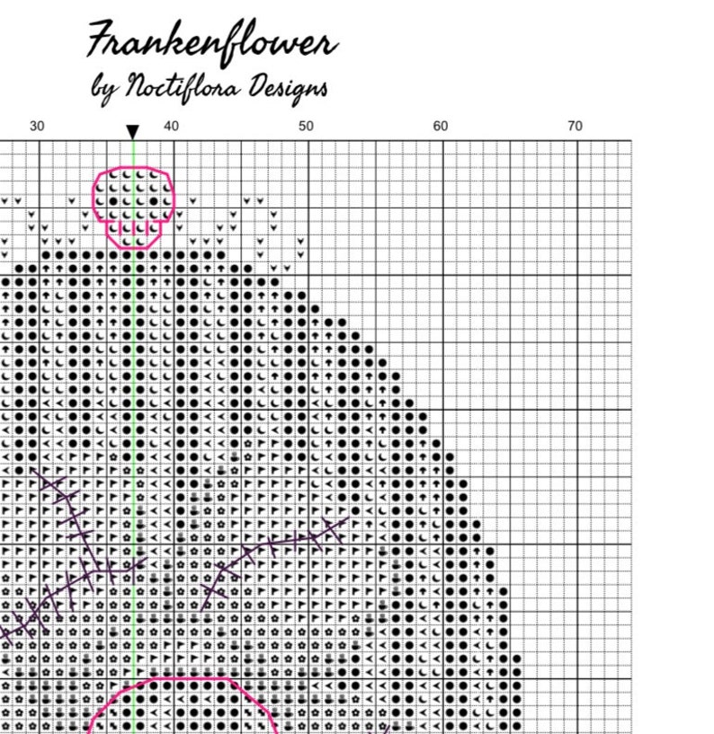Bleeding Hearts Valloween Cross Stitch PDF Pattern, Pastel Goth Valentine, Creepy Cute Embroidery, Spooky Botanical, Poisonous Plant Garden image 6