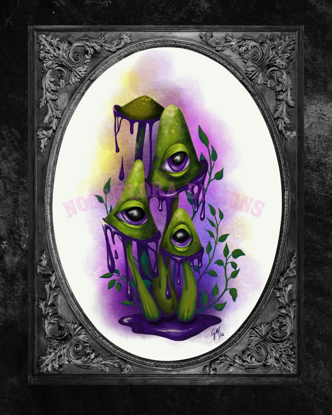 Creepy Mushroom Digital Download Wall Art Print Noctiflora Designs