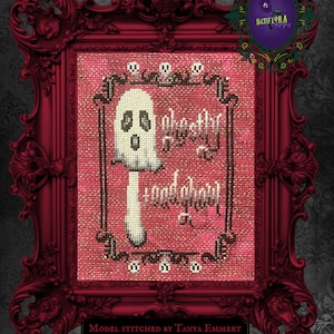 Ghostly Toadghoul Halloween Mushroom Cross Stitch Pattern, Creepy Toadstool Ghost Spirit, Haunted Forest Creature, Enchanted Magical Garden
