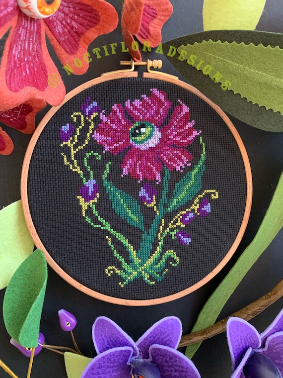 Eyeball Flower Cross Stitch Pdf Pattern Gothic Embroidery - Etsy UK