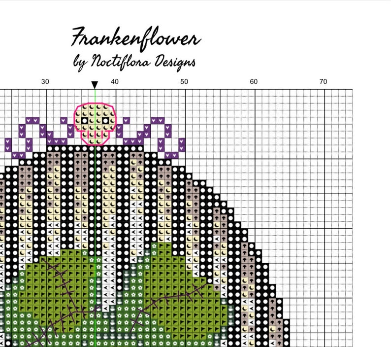 Bleeding Hearts Valloween Cross Stitch PDF Pattern, Pastel Goth Valentine, Creepy Cute Embroidery, Spooky Botanical, Poisonous Plant Garden image 5