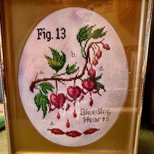 Bleeding Hearts Valloween Cross Stitch PDF Pattern, Pastel Goth Valentine, Creepy Cute Embroidery, Spooky Botanical, Poisonous Plant Garden image 3