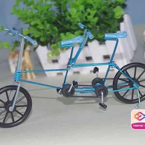 Miniature Tandem Bicycle, Handcrafted Romantic Wire Art, Unique Gift for Tandem Lovers, Couple Cyclists, Best home Office Decor Desk Display