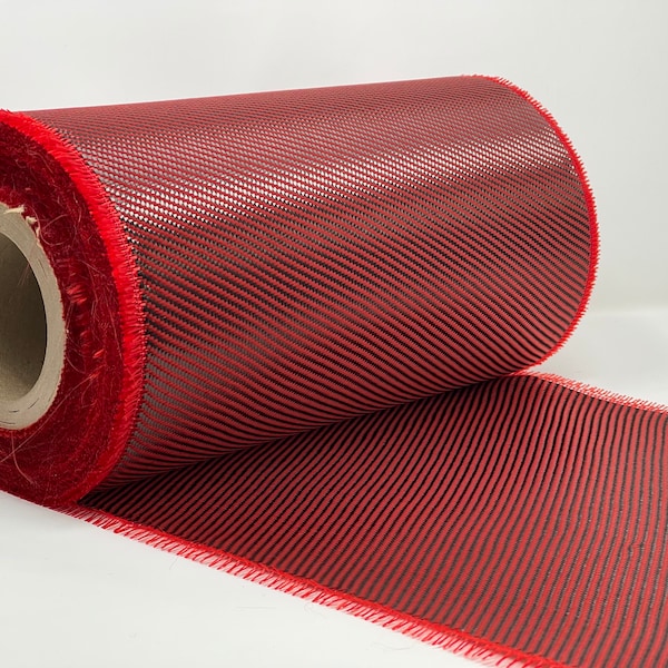 12" Red Carbon Fiber Color Hybrid Cloth Fabric (3k, 5.7oz, 12" x 36")