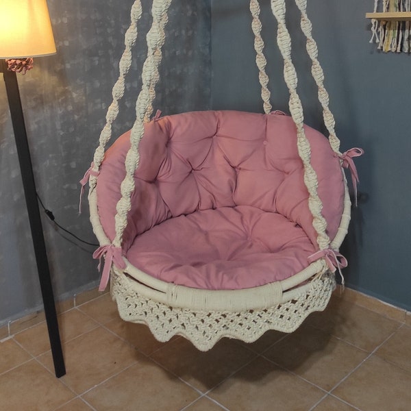 Hanging chair,Outdoor swing chair,Indoor hammock chair,Macrame hammock chair,Boho swing, Rocking chair, Family swing, New house gift