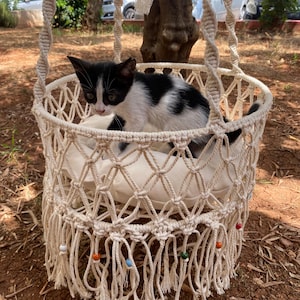 Macrame cat hammock,handwoven pet hanging bed，hanging swing bed for cats