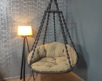 Hamaca de macramé hecha a mano, estilo bohemio, para interiores y exteriores