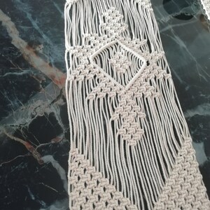 Beige Macrame Table Runner, Handmade Boho Table Runner, Unique Crochet Table Runner, Boho Kitchen Decor, Macrame Dining Room Decor
