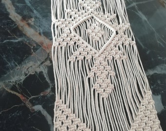 Beige Macrame Table Runner, Handmade Boho Table Runner, Unique Crochet Table Runner, Boho Kitchen Decor, Macrame Dining Room Decor