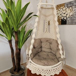 Macrame Swing Chair,Macrame round  swing,Macrame hammock, Outdoor swing chair,Indoor hammock chair,Boho swing, special desing