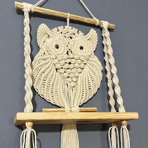 Macrame wall hanging Owl gift, Boho bedroom decor, Aesthetic Over bed Macrame, Boho macrame nursery, Hand-Woven Owl