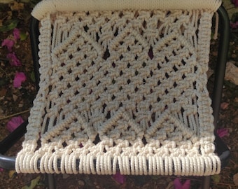 Macramé opklapbare kruk, boho-picknickstoel, draagbaar campingstoeltje