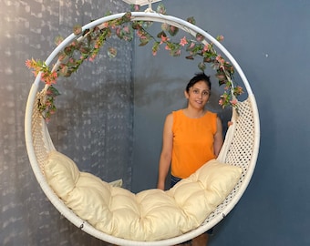 Hamaca colgante de macramé hecha a mano, estilo bohemio para interiores