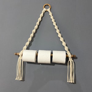 Suporte para rolo de macramê Suporte para papel toalha Corda para papel higiênico Decoração boho para casa Acessórios para banheiro boho