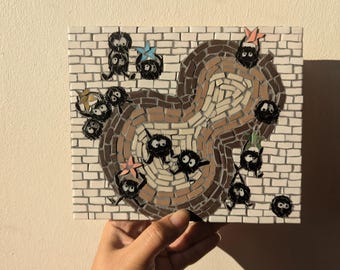 Soot Sprite Mosaic Art: Studio Ghibli Inspired Wall Decor