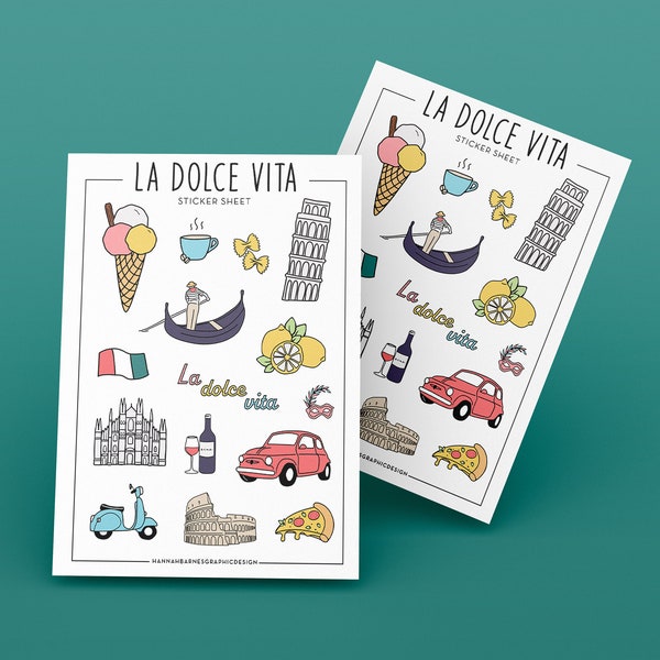 La Dolce Vita Sticker Sheet - Italian Travel Stickers