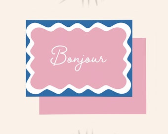 Bonjour, français, carte de voeux A6