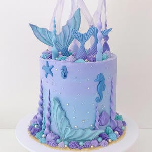 38-Piece Mermaid Cake Topper Set: Fondant Tails, Seashells, Starfish